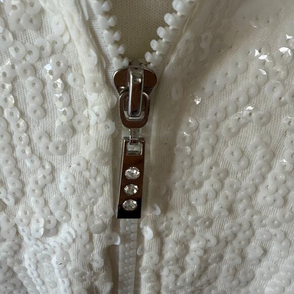 Quacker Factory 3X Seauin front Ivory Hoodie Cotton blend - Picture 6 of 11